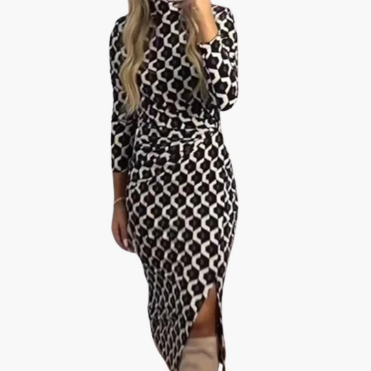 Summer dress - modern print design for women with slit