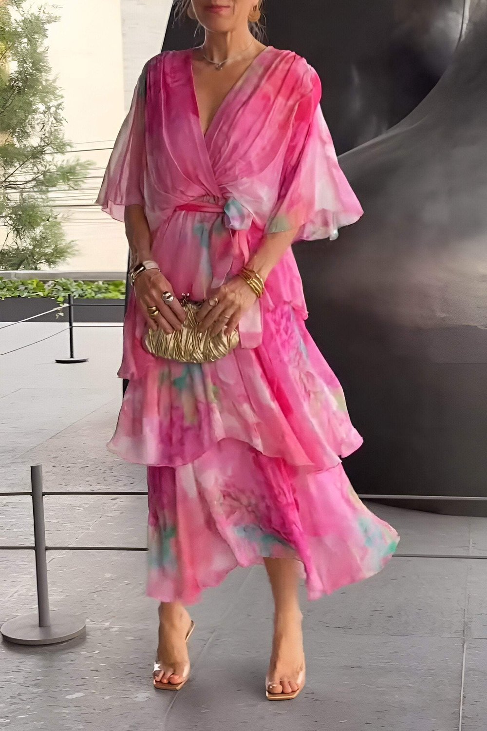 Women's Maxi Dress with Bohemian Print and Flowing Silhouette