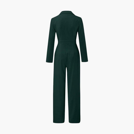 Women's Tailored Jumpsuit with Lapel Collar and Wide-Leg Cut