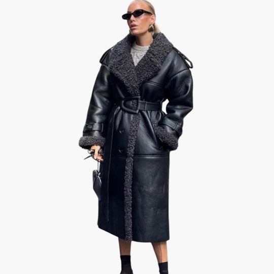 Women’s Trench Coat with Hood and Belted Waist
