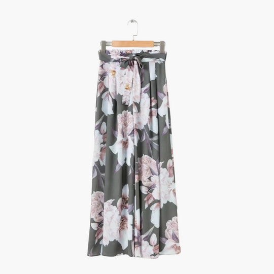 Women’s Loose-Fit Summer Trousers with Floral Print and Wide-Leg Design
