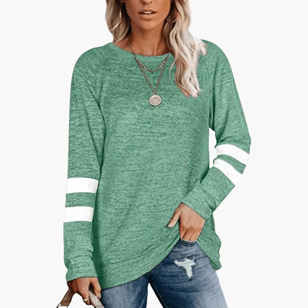 Women’s Long Sleeve Shirt with Relaxed Fit and Crew Neckline