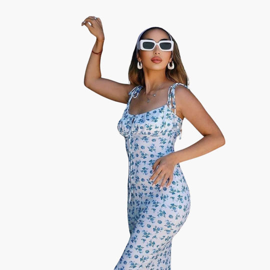 Women’s Maxi Dress with Sleeveless Design and Floral Print