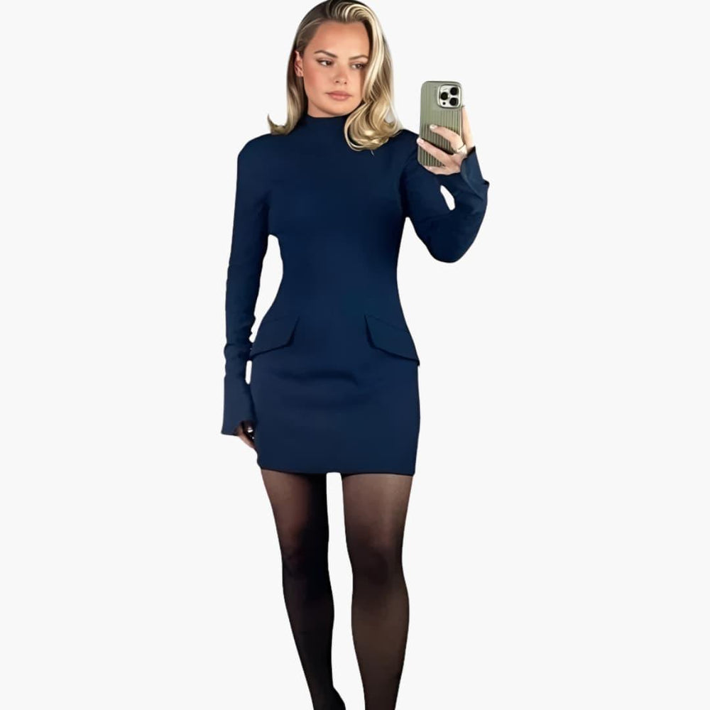 Women's Bodycon Mini Dress with Long Sleeves and Bell Cuffs