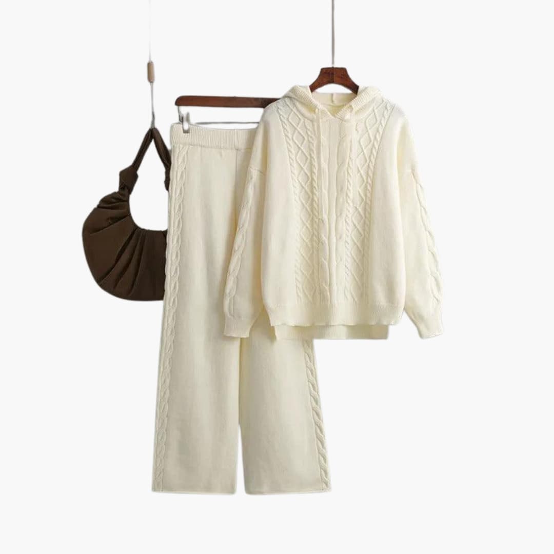 Women’s Lounge Set with Oversized Hoodie and Matching Wide-Leg Trousers