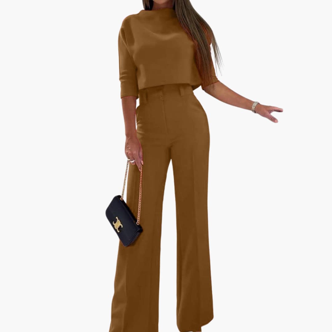 Women’s Two-Piece Set with Cropped Top and Trousers