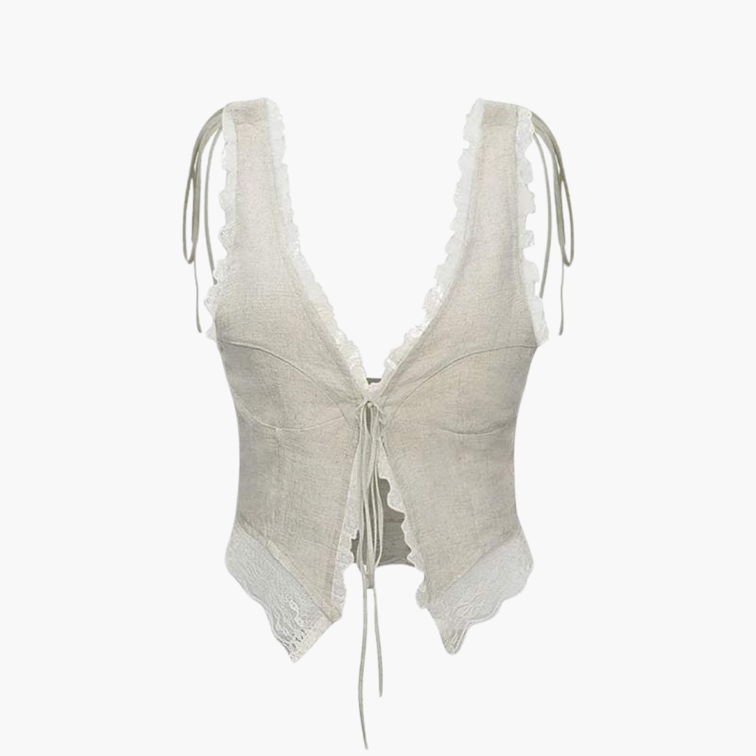 Women’s V-Neck Top with Lace Trim