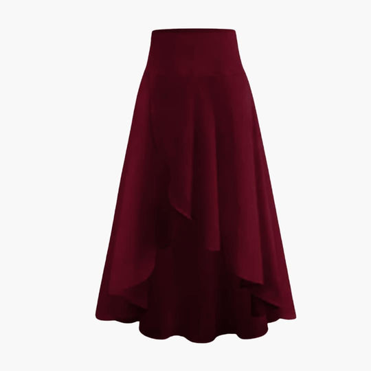 Women's High-Waisted Midi Skirt with Flowy Design