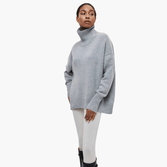 Women's Ribbed Turtleneck Jumper with Long Sleeves and Fitted Silhouette