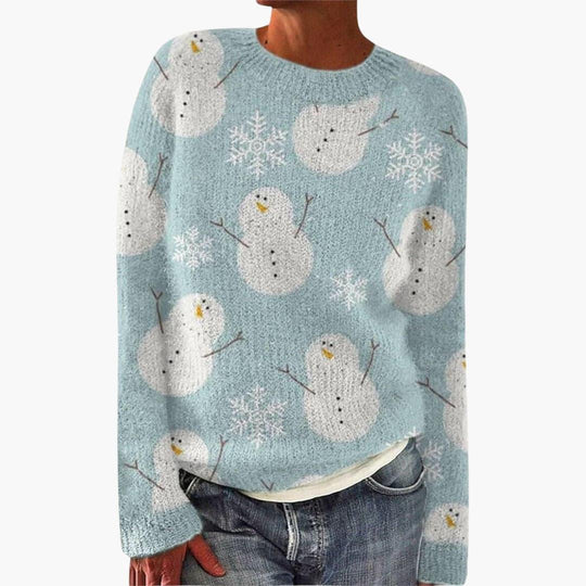 Women's Winter Jumper with Festive Reindeer Pattern