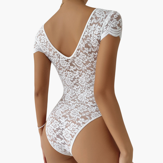 Women’s Lace Bodysuit with V-Neck and Fitted Silhouette