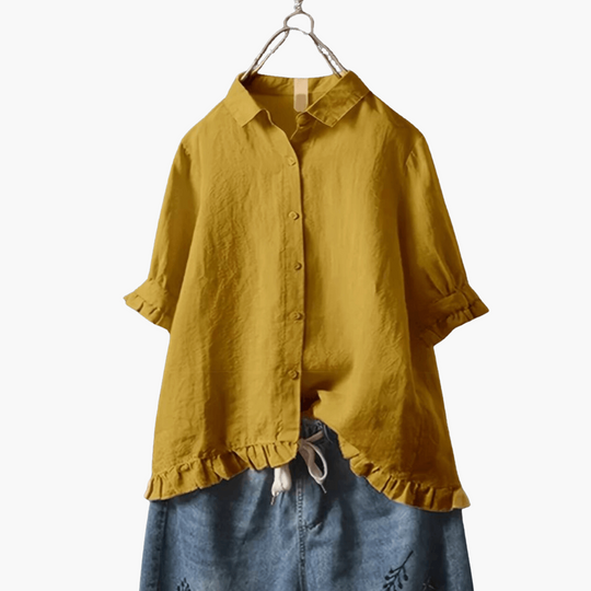 Women’s Blouse with V-Neck and Long Sleeves