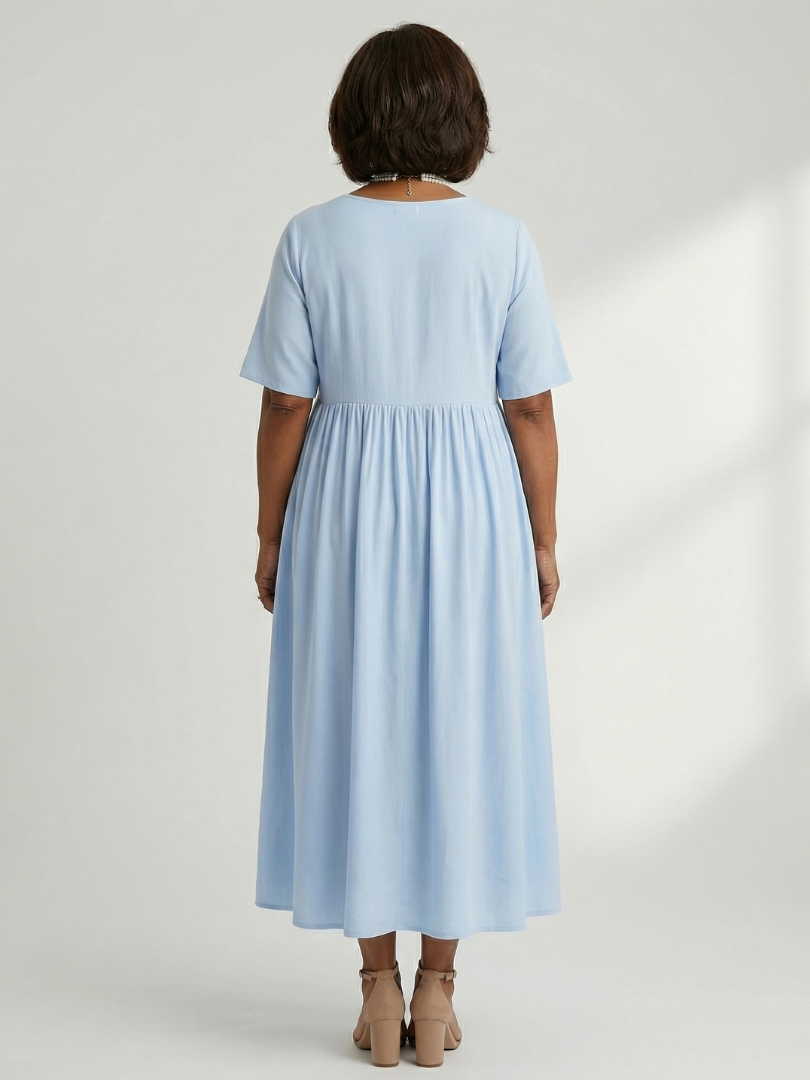 Ciren | Simple Gather Midi Dress