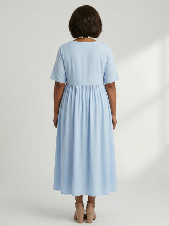 Ciren | Simple Gather Midi Dress