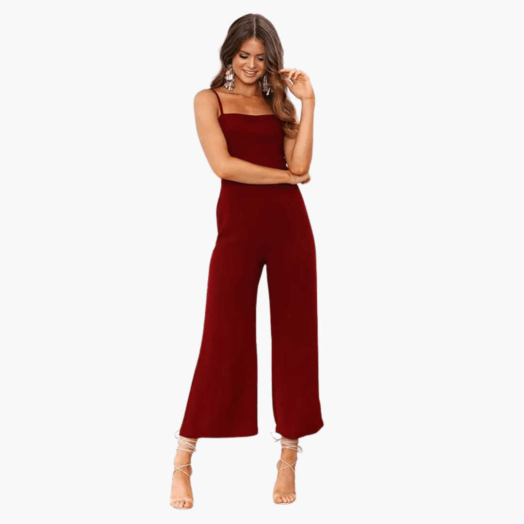 Women's Jumpsuit Dress with Spaghetti Straps and Lace-Up Back