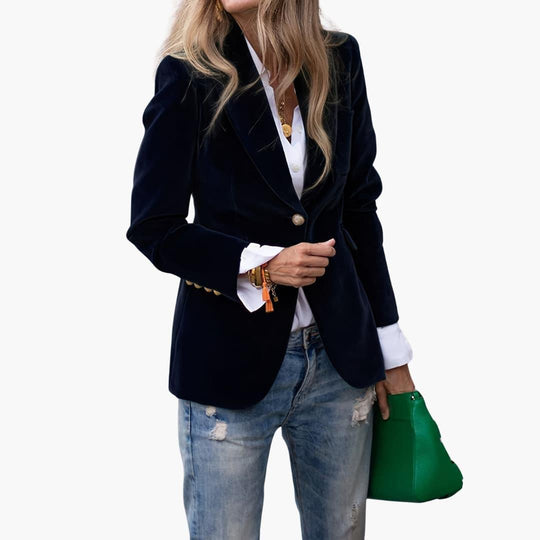 Women’s Blazer with Lapel Collar and Button Front