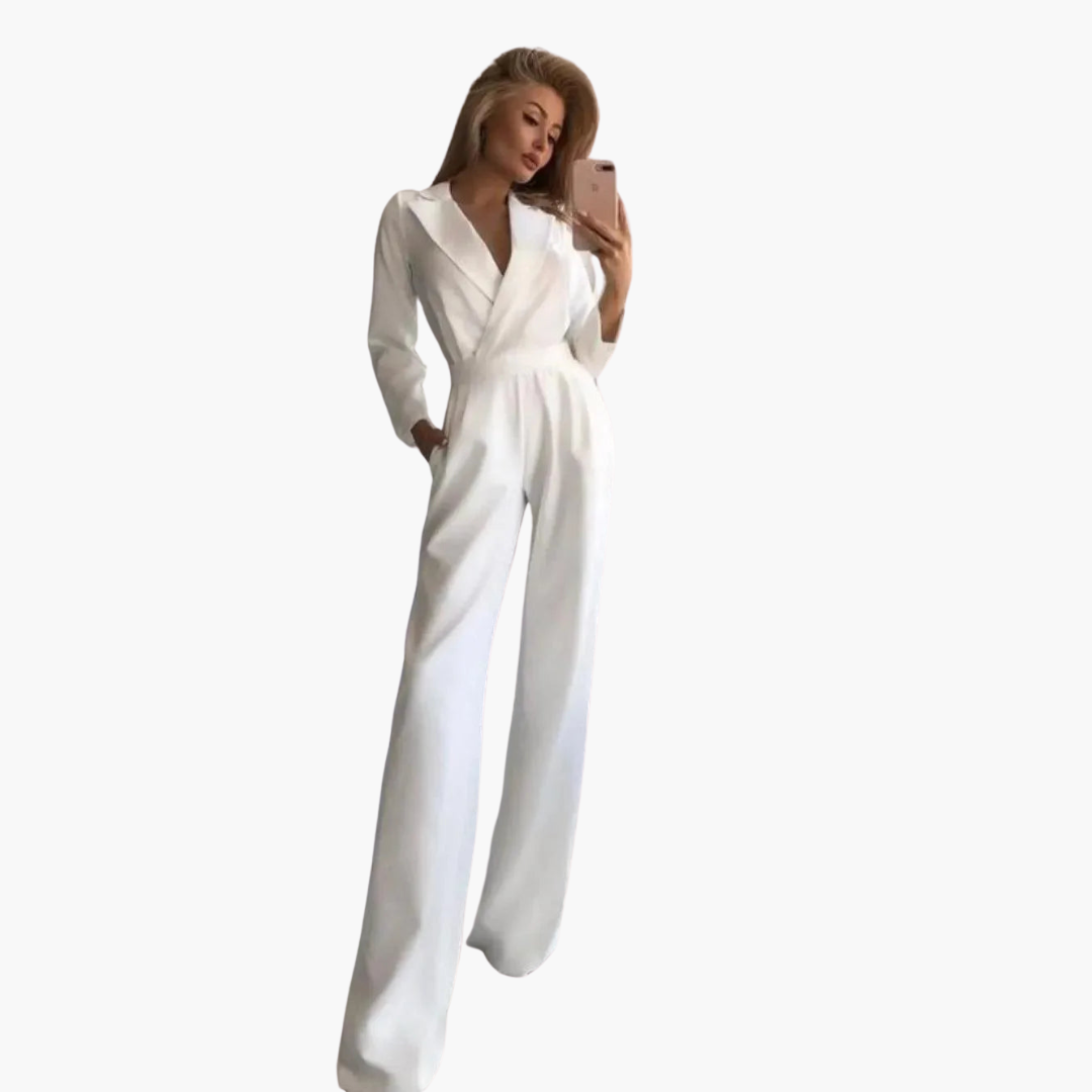 Women’s Jumpsuit with Long Sleeves and Wide-Leg Trousers