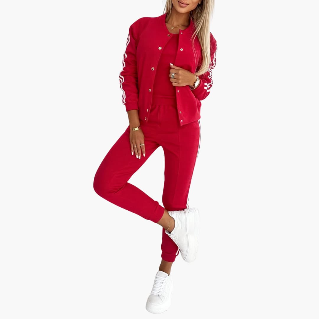 Women’s Three-Piece Set with Tank, Joggers, and Jacket