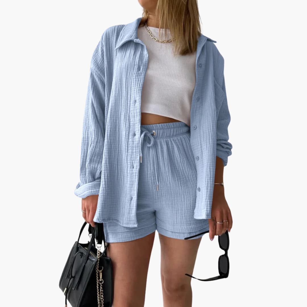 2-Piece Set for Women - Relaxed Fit Shirt and Shorts - Made by Jessica