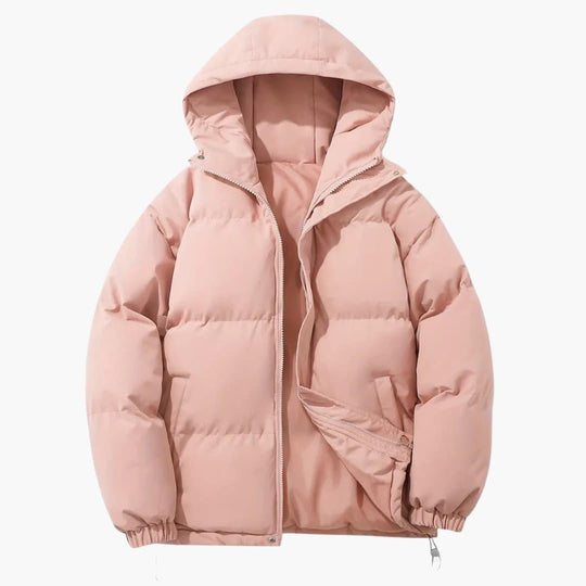 Women’s Puffer Jacket with Quilted Design and Hood