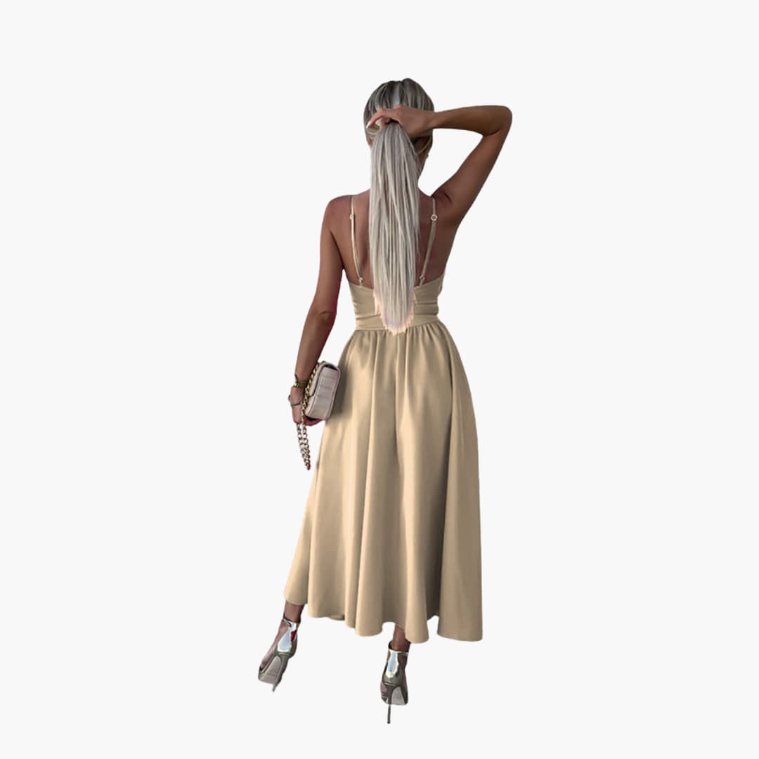 Women’s Midi Dress with Twist Front and Front Slit