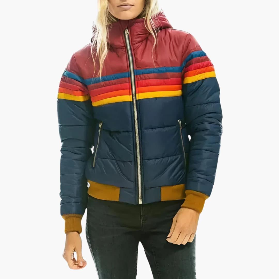 Women’s Puffer Jacket with Adjustable Hood and Full Zip
