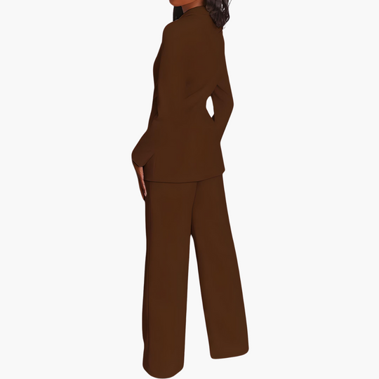 Women’s Suit Set with Single-Button Blazer and Straight-Leg Trousers