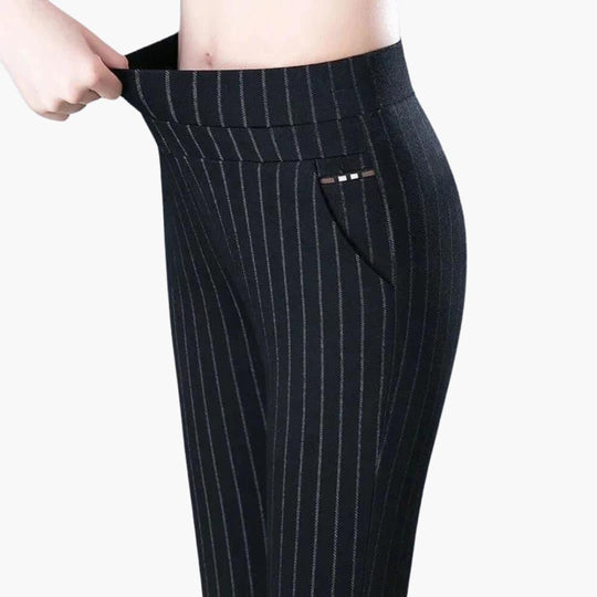 Women's High-Waisted Trousers with Slim Fit and Full Length
