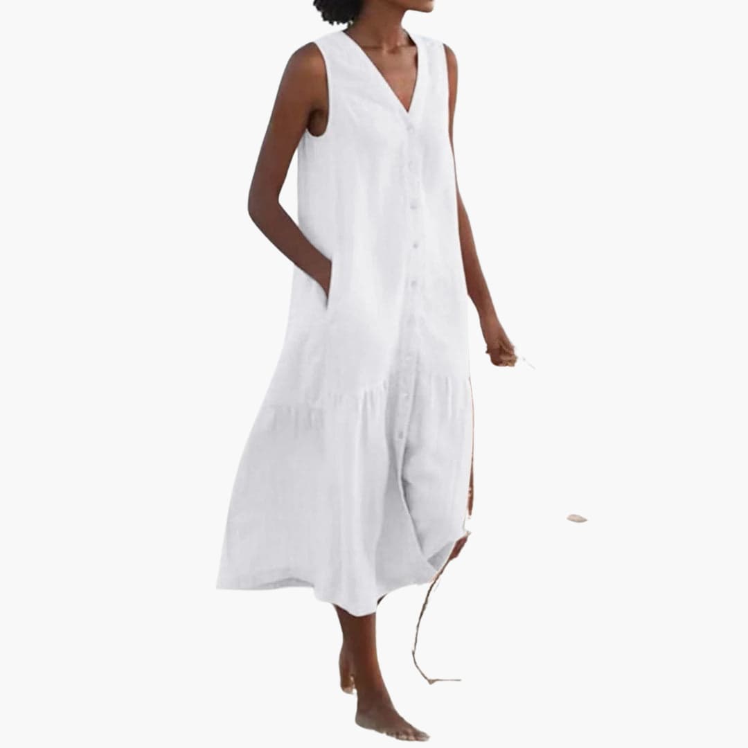 Button-Down Midi Dress for Women - Casual Summer Style - Made by Jessica