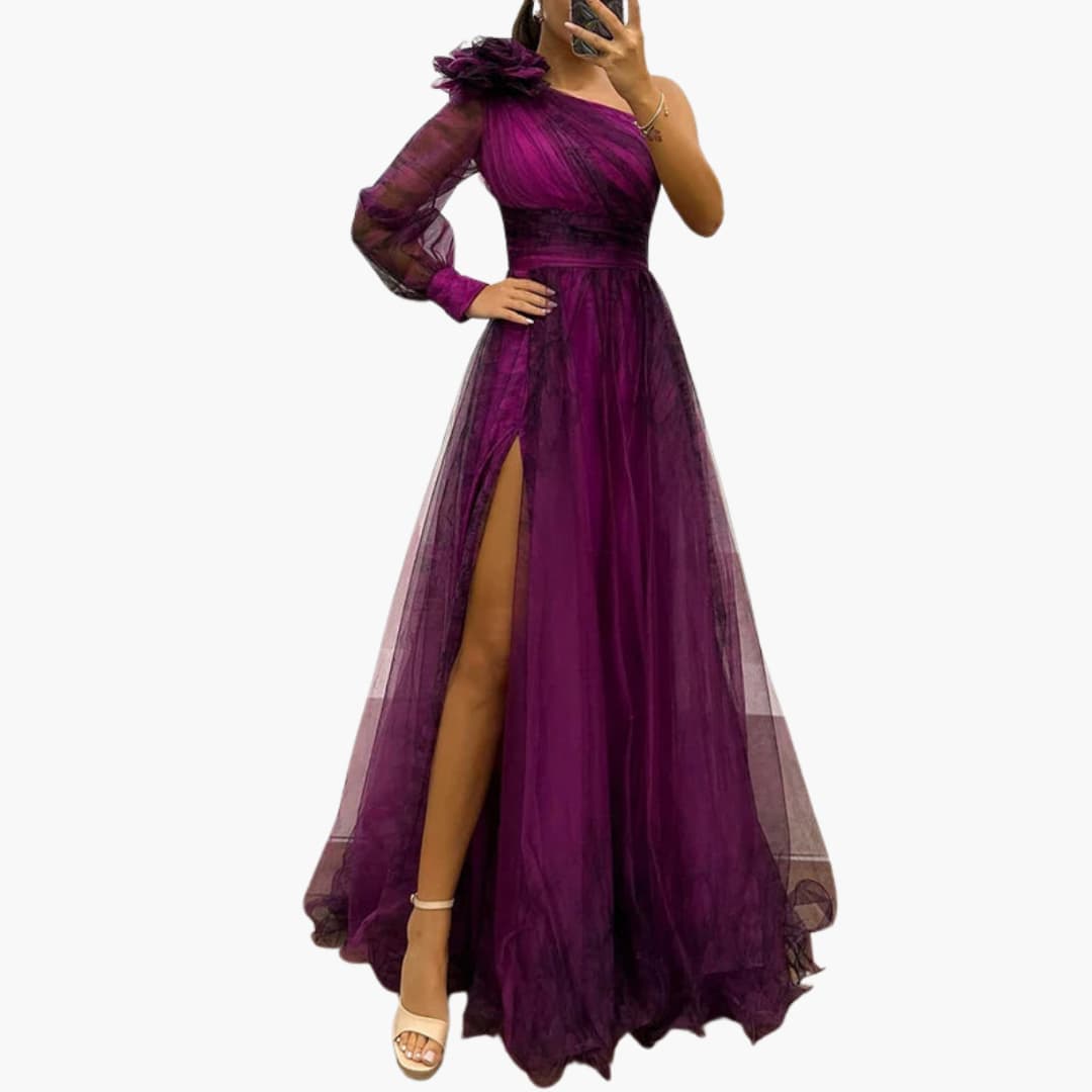 Women’s Maxi Dress with One Shoulder Design and Side Split