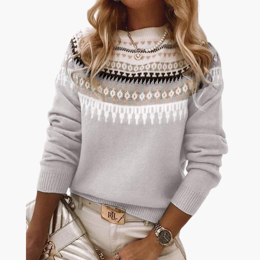Women’s Knitted Jumper with Long Sleeves and Colourful Stripes