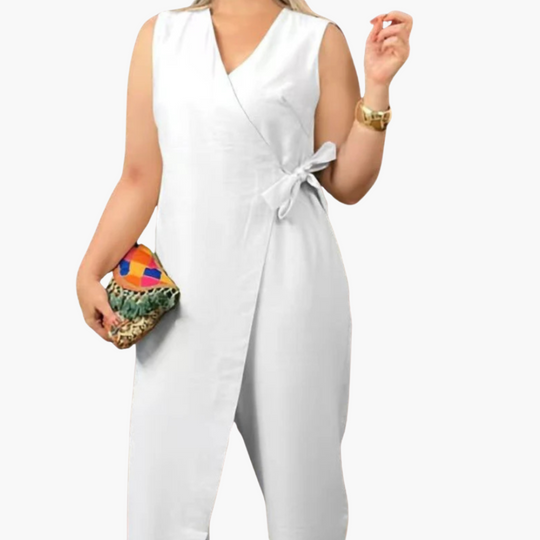 Women’s Jumpsuit with Wrap Front and Tie