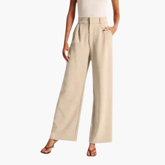 Women's High-Waist Trousers with Wide-Leg and Pleats