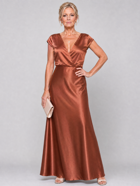 Samouse | Cap Sleeve Wrap Bodice Maxi Dress