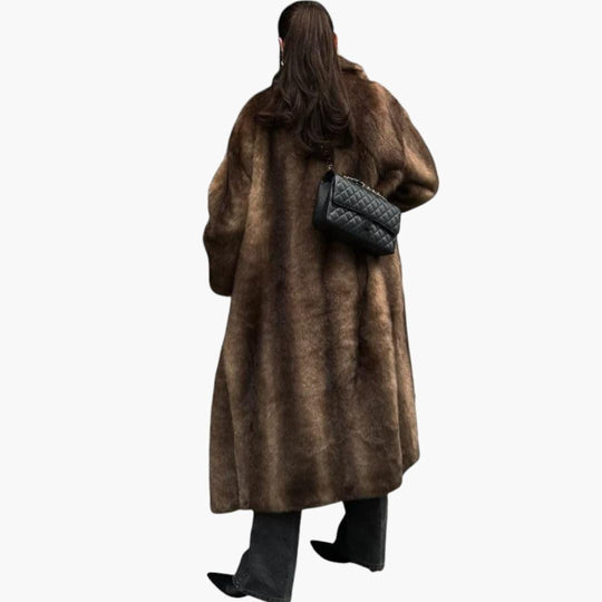 Women’s Longline Winter Coat with Button Fastening and Lining