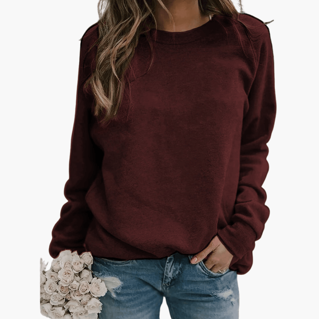 Women's Oversized Sweatshirt with Long Sleeves and Crew Neck