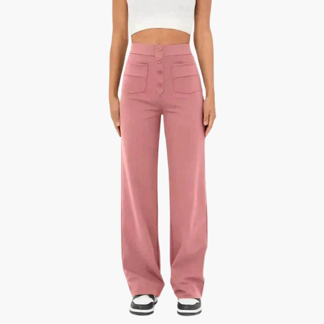 Women's Casual Trousers with Waistband and Front Pockets