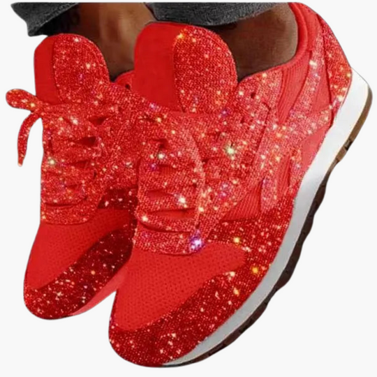 Women’s Trainers with Low-Top and Glitter Embellishments