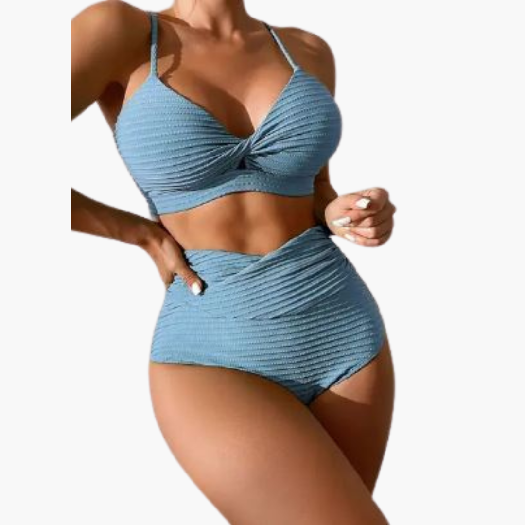 Women’s Bikini Set with High - Waisted Bottoms and Ruched Detailing