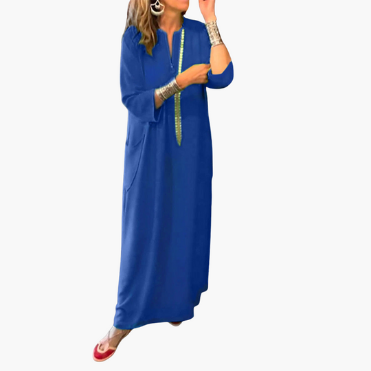 Women’s Maxi Dress with V-Neck and Flowing Silhouette