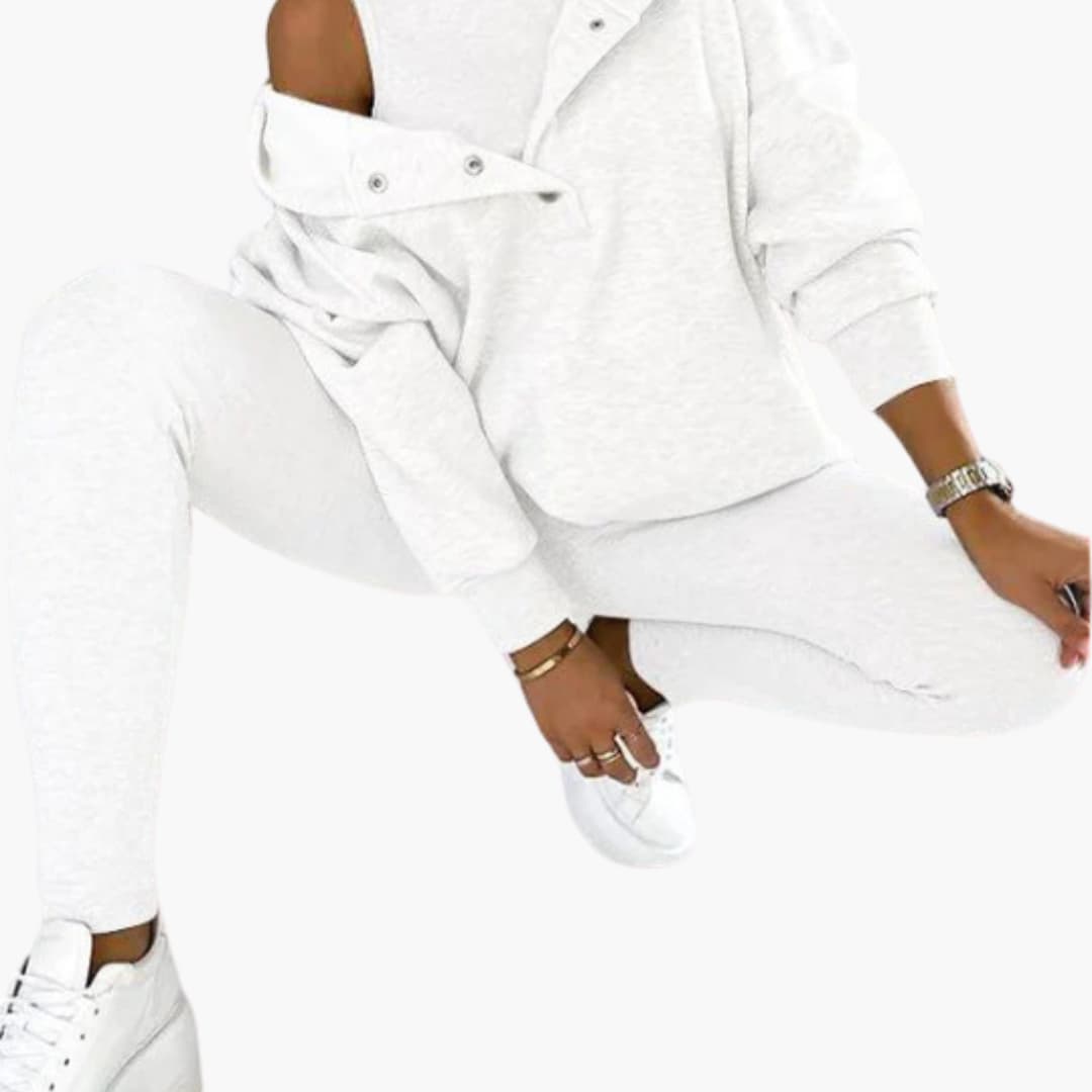 Women’s Three-Piece Lounge Set with Vest, Long Sleeve Top and Trousers