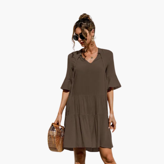 Women’s Mini Dress with Leopard Print and Drop Waist