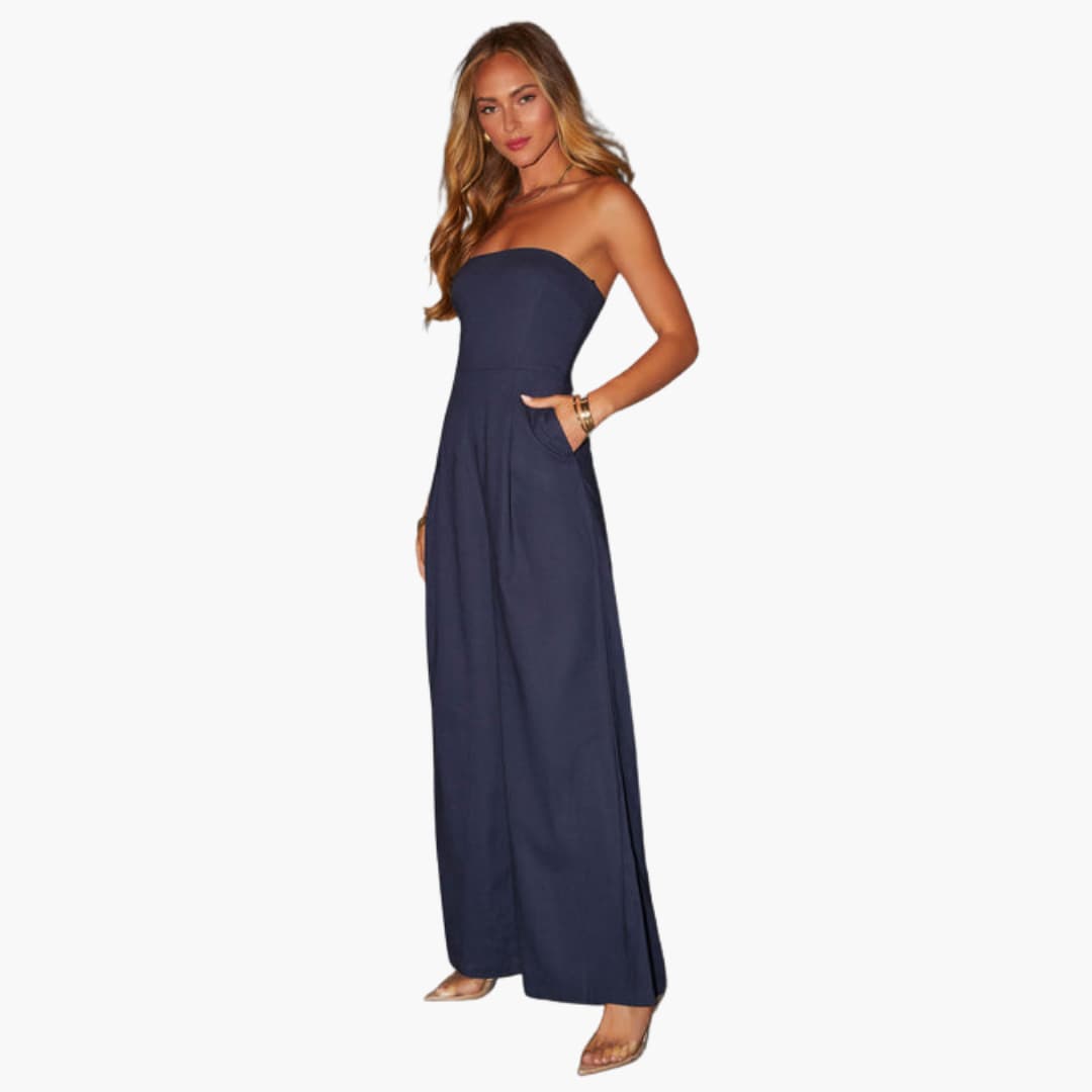 Women’s Straight-Leg Jumpsuit with Plain Woven Finish