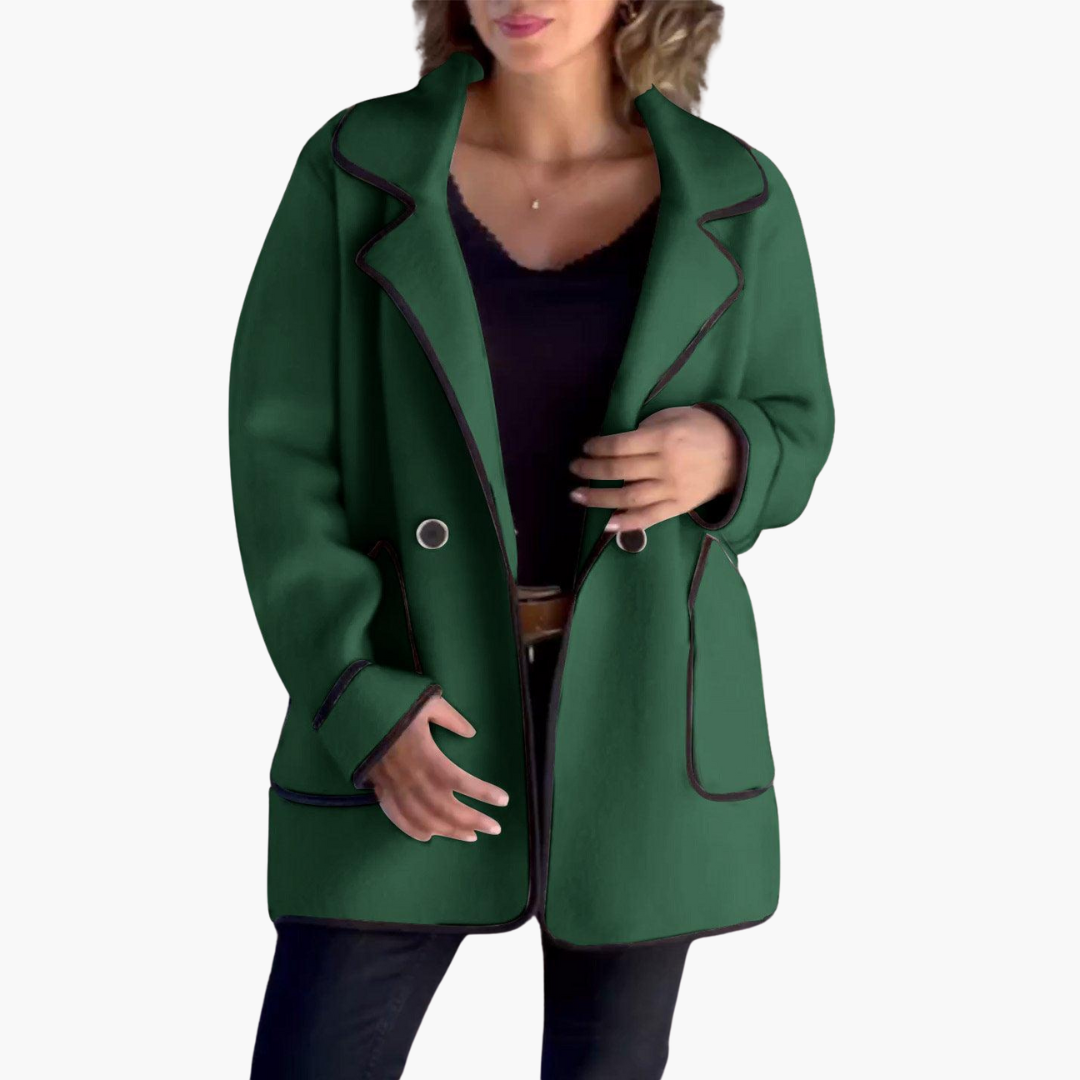 Women’s Double-Breasted Winter Coat with Lapel and Plush Fabric