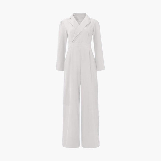 Women's Tailored Jumpsuit with Lapel Collar and Wide-Leg Cut
