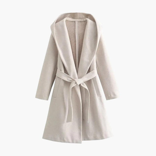 Women’s Trench Coat with Hood and Belted Waist