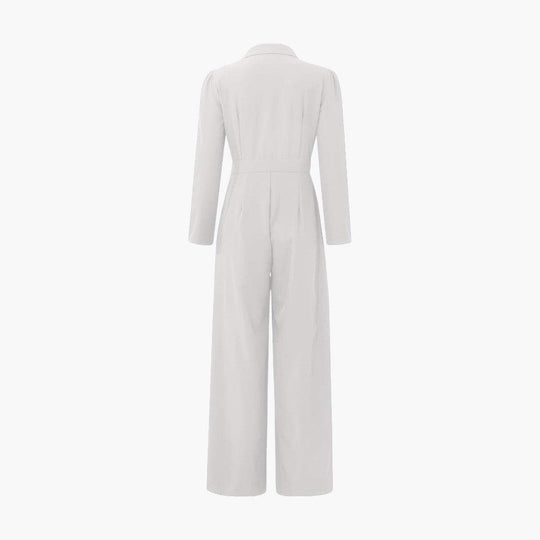 Women's Tailored Jumpsuit with Lapel Collar and Wide-Leg Cut