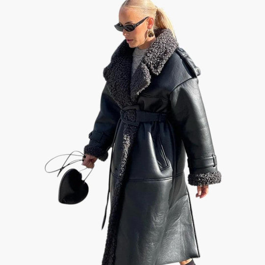 Women’s Trench Coat with Hood and Belted Waist