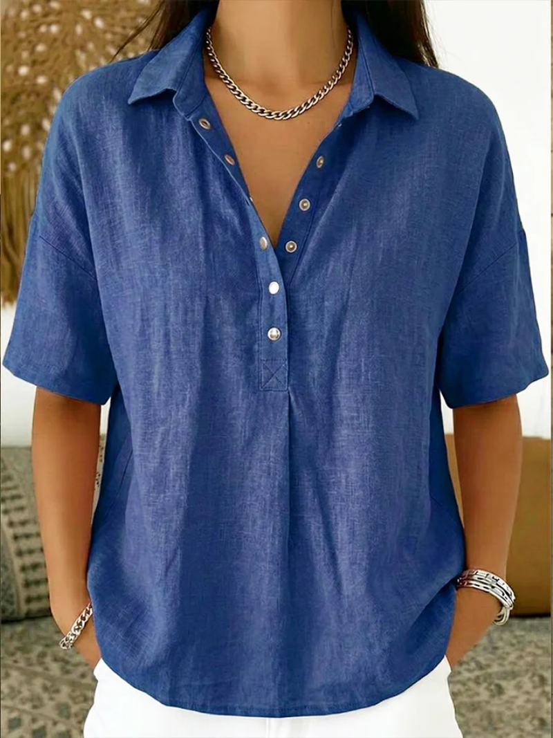 Women's Blouse with Collar and Button Detail