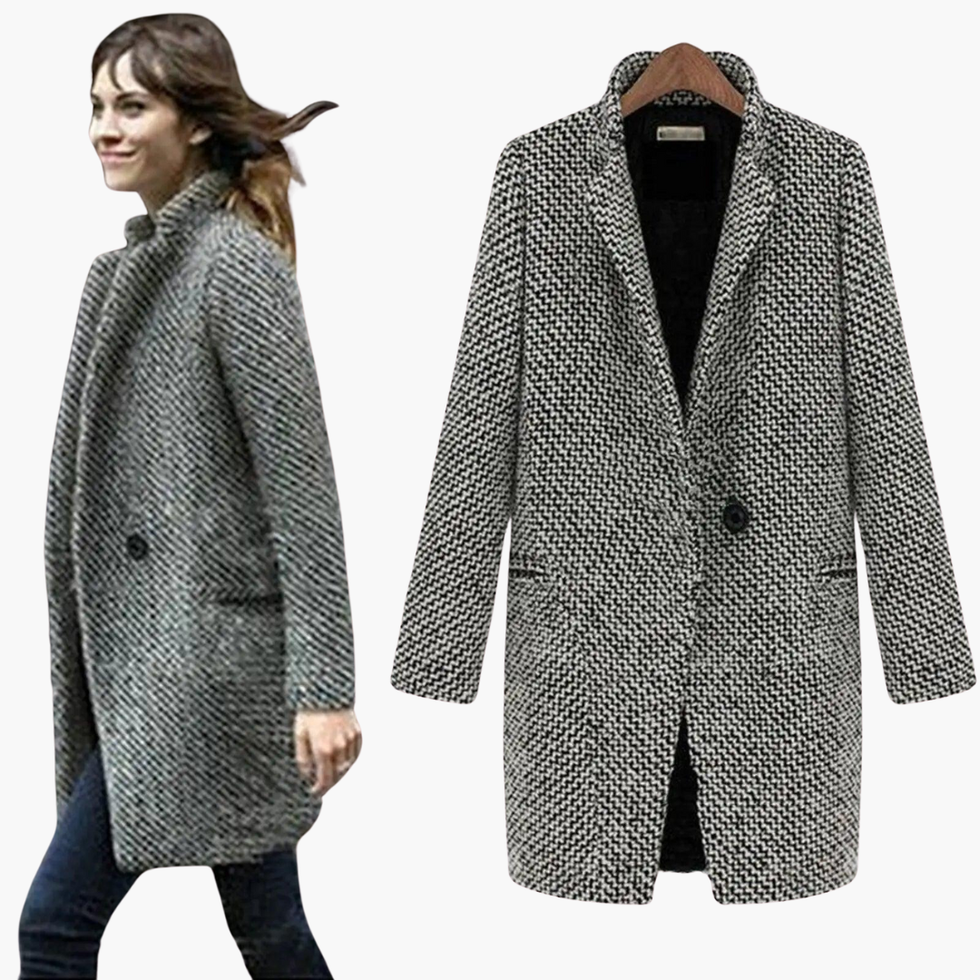 Women’s Longline Wool-Blend Trench Coat with Tailored Fit